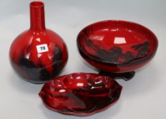 Three Royal Doulton flambe bowls / vases tallest 25cmFrom the estate of the late Sheila