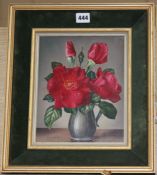 James Noble, oil on canvas, "Red Roses", signed, 24 x 19cm