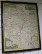 Thomas Kitchen, coloured engraved map of Warwickshire, 67 x 52cm