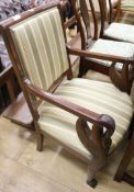 A French Second Empire mahogany fauteuil, with swan supports, W.2ft H.2ft 11in.