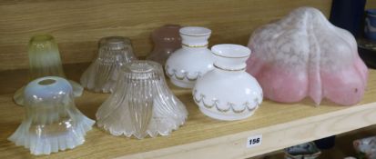 Eight assorted glass lamp shades