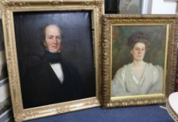 Victorian School, oil on canvas, portrait of a gentleman, 75 x 62cm and an Edwardian portrait of a