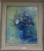 John Bowman, oil on board, still life of flowers in a vase, signed, 61 x 49cm