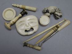 Nine items of bone and ivory
