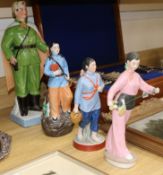 Four Chinese cultural revolution porcelain figures Largest 40cm.