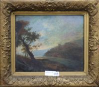 19th Century English school, oil on panel, river landscape, 26 x 32cm