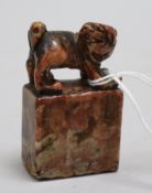 A 19th century Chinese soapstone seal 6cm.