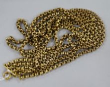 A 9ct yellow gold three-row chain link necklace.