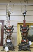 A pair of rouge marble gilt metal mounted table lampsFrom the estate of the late Sheila