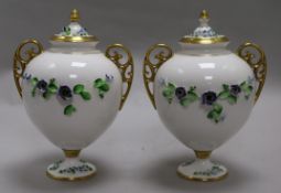 A pair of Thomas Goode floral encrusted vases, height 22cmFrom the estate of the late Sheila