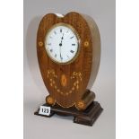 An Edwardian inlaid mantel timepiece 25.5cm