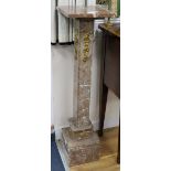 A Victorian ormolu mounted rouge marble pedestal W.27cm