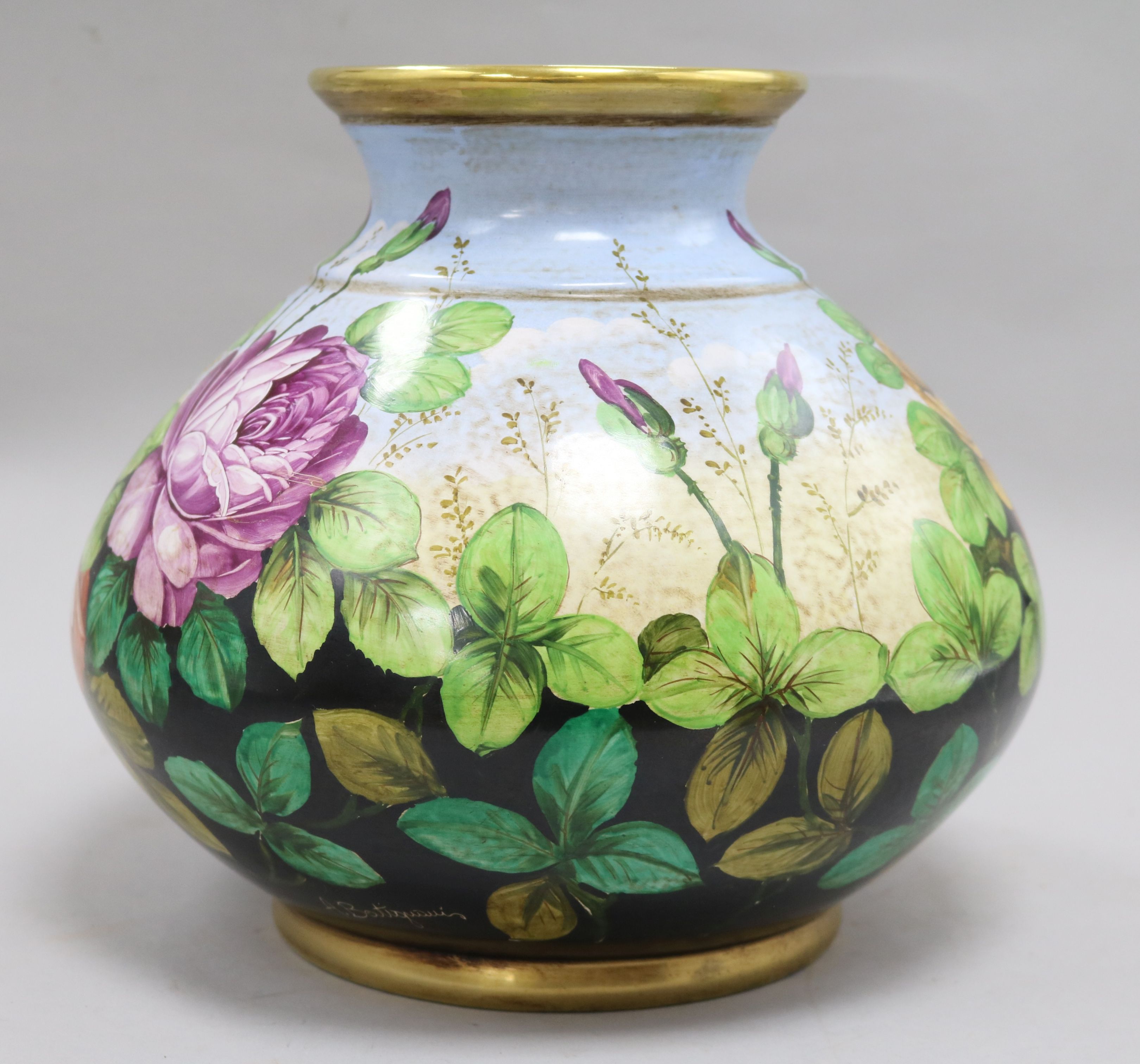 A Bartignani porcelain vase decorated with flowers height 25cmFrom the estate of the late Sheila