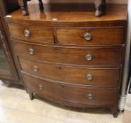 An early 19th century mahogany bowfront chest W.104cm