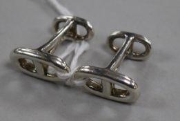 A pair of Hermes silver 'buckle' cufflinks.