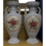 A pair of late Satsuma two handled vases 47cm