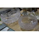 Two heavy cut glass bowls 26 & 35cm. diameter.