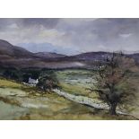 Georgina Ling, watercolour, Sheep in a landscape, signed, 34 x 45cm.