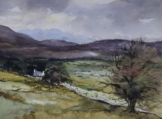 Georgina Ling, watercolour, Sheep in a landscape, signed, 34 x 45cm.