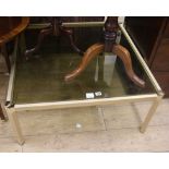 A modern gilt metal framed coffee table, with plate glass top W.86cm
