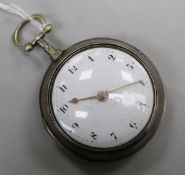 A George III silver pair-cased pocket watch by John Richards, London, No. 10537, with fusee movement