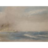 Roland Vivian Pitchforth (1895-1982) watercolour, Coastal scene with a pier, signed, 44 x 59cm.