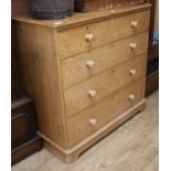 A pine chest of five drawers W.105cm