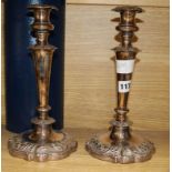 A pair of Old Sheffield plate candlesticks