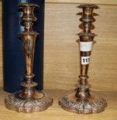 A pair of Old Sheffield plate candlesticks