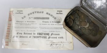 Two boxes of UK and world coinage and medals, 18- 20th century
