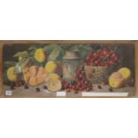 Giovanni Barbaro, watercolour, still life of fruit, signed 30 x 75cm.