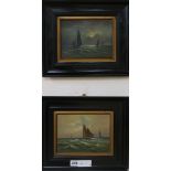 G.Noone. pair of oils of fishing boats 14 x 19cm.
