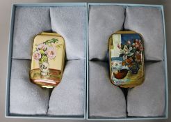 Ten Halcyon Days limited edition enamel bonbonnieres depicting famous paintings; Lady in a Garden by