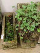 A set of three reconstituted stone garden planters, W.62cm