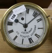 A Prescott Clock Company single chain fusee bulkhead timepiece 12cm