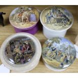 Four Prattware large pot lids and bases, including 'The Battle of the Nile' (210), unusually large