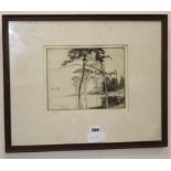 J. Wright, etching, landscape, signed, 7/100, 17.5 x 22.5cm.