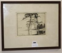 J. Wright, etching, landscape, signed, 7/100, 17.5 x 22.5cm.