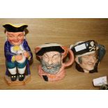 Two Doulton character jugs and a Toby jug