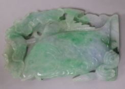 A Chinese jadeite fish and lotus earring