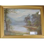 William Lakin Turner, oil on canvas, lake scene, signed 25 x 35cm.