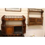Two Victorian mahogany wall brackets W.88cm and 57cm