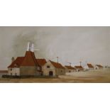 Gerald Parkinson, oil on board, Sussex Farm II, signed and dated '71 58 x 104cm.