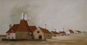 Gerald Parkinson, oil on board, Sussex Farm II, signed and dated '71 58 x 104cm.