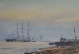 H.W. Stagg, watercolour, 'Charlton, Lower Thames', signed and dated 1909 24 x 34cm.