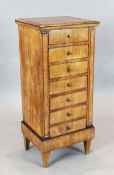 A 19th century French cherrywood pillar chest, of seven drawers, W.1ft 5in. D.1ft 2.5in. H.3ft 1in.