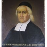 An oil on canvas Portrait of Priest in scribed with the dates 1822-1830 70 x 58cm unframed