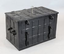 A 17th century German 'Armada' chest, with key and working lock, W.2ft 7.5in. D.1ft 11in. H.1ft
