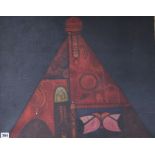 Terry Durham 1971 acrylic painting 'Inside the Pyramid' 50 x 60cm unframed