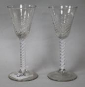 A pair of Georgian wine glasses